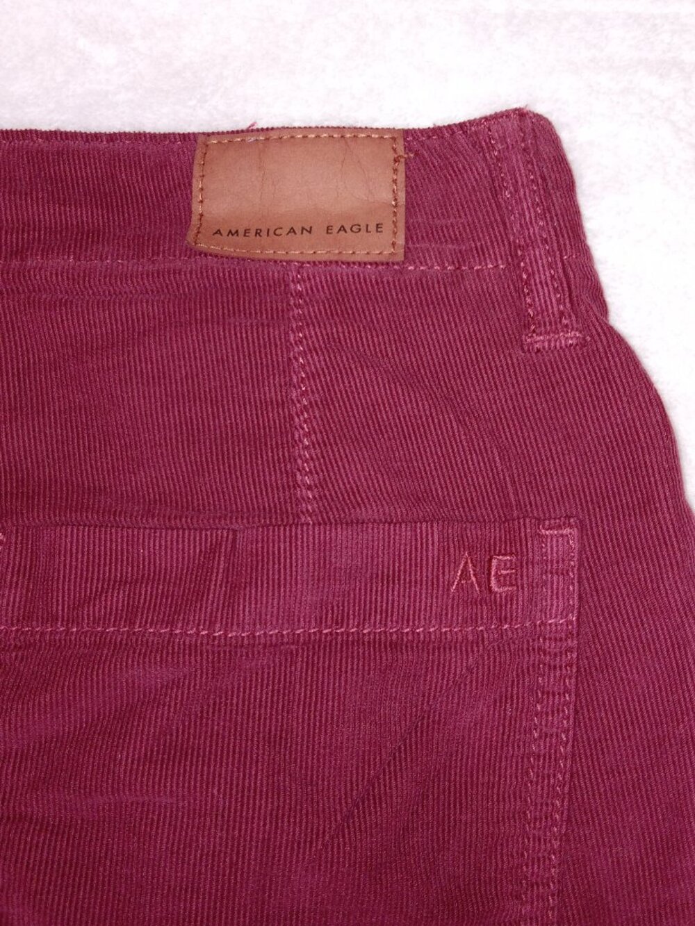American Eagle Baggy Mom Corduroy Pants High Rise Maroon Red Sz 0 NWT - Picture 9 of 14